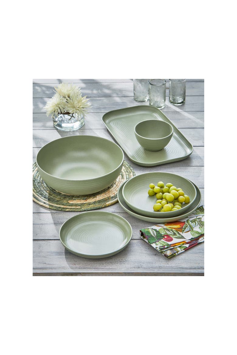 Green Brooklyn Melamine Dinner Plate Set of 4 Dishwasher Safe, Alternate, color, Green