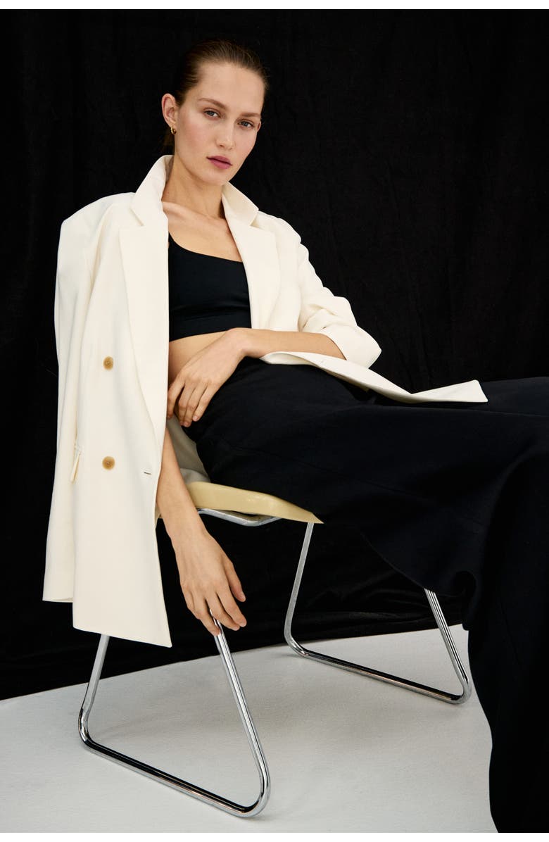 H&M Double-breasted Blazer, Alternate, color, Cream