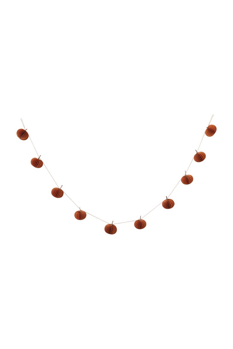 Paper Folding Honeycomb Pumpkin Garland with Twig Stems in Kraft Box, Orange Color, Main, color, Orange