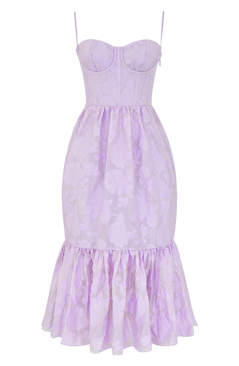 HOUSE OF CB Mira Organza Corset Midi Dress, Alternate, color, Pastel Lilac