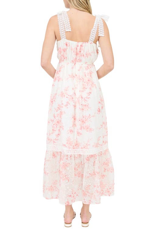 August Sky Floral Tie Strap Empire Waist Maxi Dress In Pink Multi