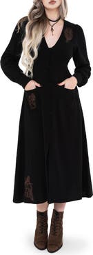 Disturbia Hexborn Linen-blend Baba Yaga Midi Dress