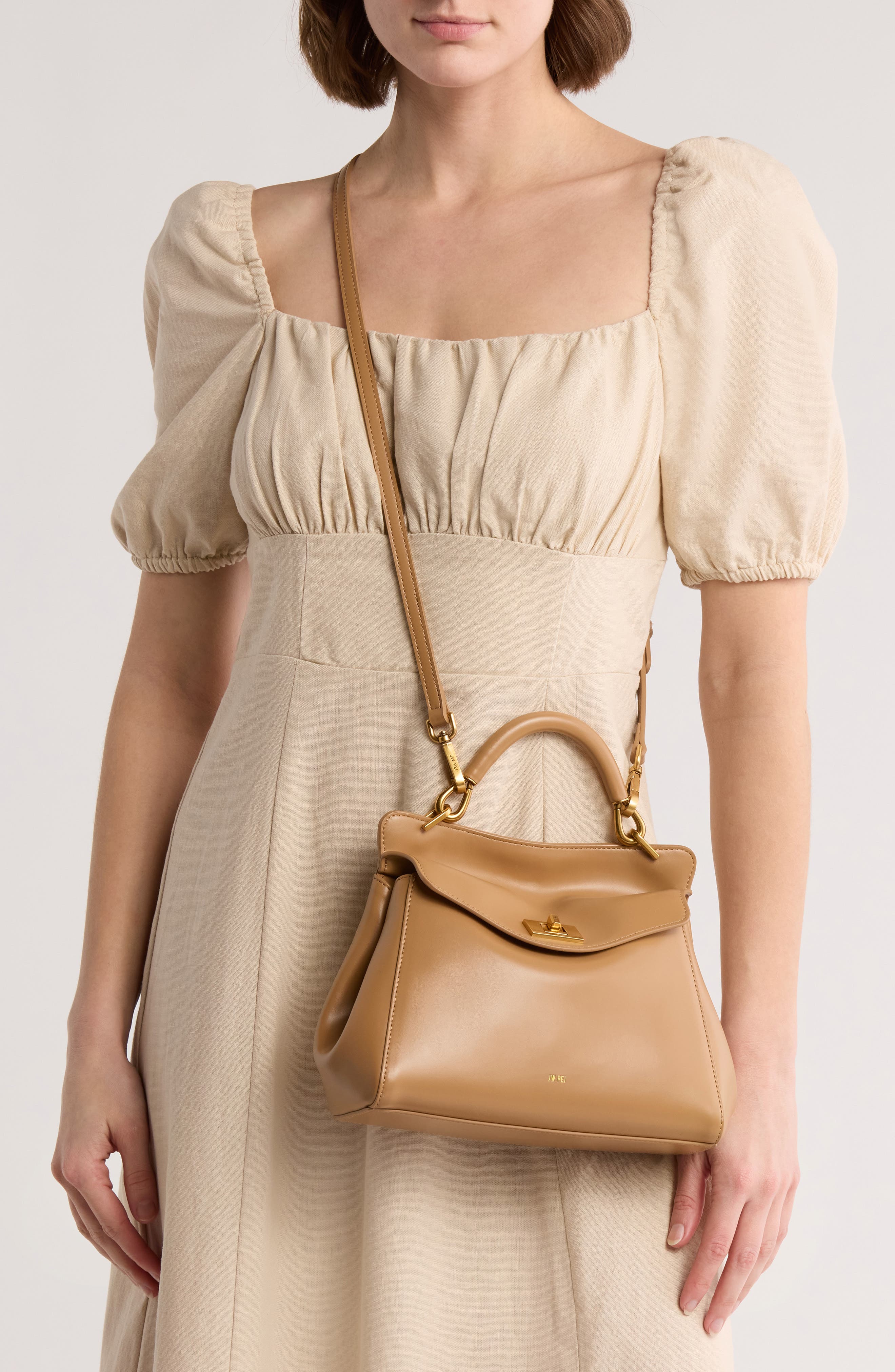 JW PEI Lucia Faux Leather Top Handle Bag, Alternate, color, Brown