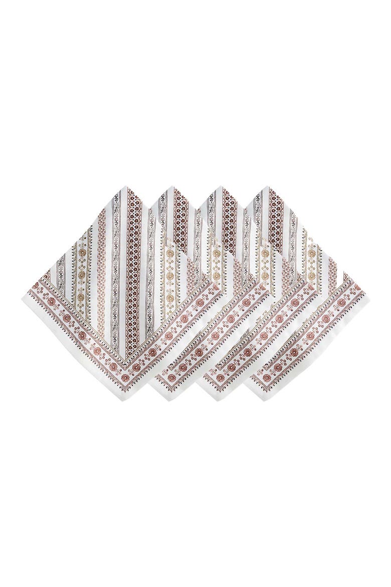 Seville Stripe Set of 4 Cotton Sateen Napkins, Main, color, NATURAL