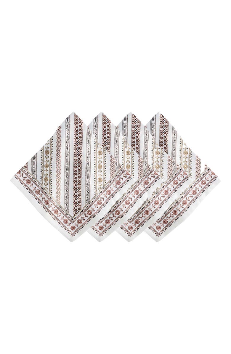 Juliska Seville Stripe Set of 4 Cotton Sateen Napkins, Main, color, Natural