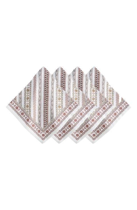 Seville Stripe Set of 4 Cotton Sateen Napkins