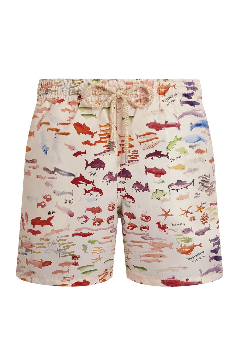 Vilebrequin Men Swim Shorts Pescador - VBQ x Fabrice Hyber, Main, color, Paper