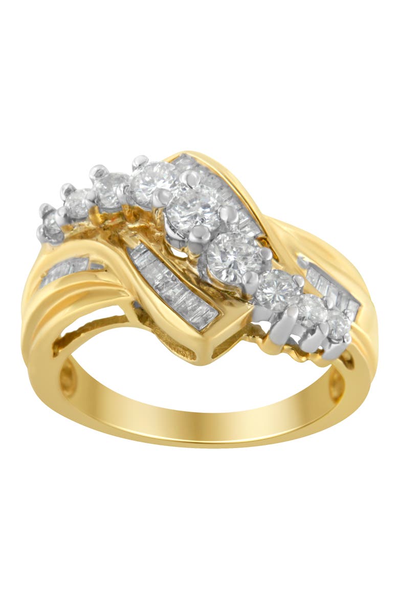 10K Two-Toned 1.0 Cttw Diamond Bypass Ring, Alternate, color, Yellow Gold