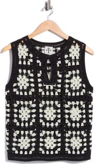 RAIN AND ROSE Open Knit Keyhole Vest