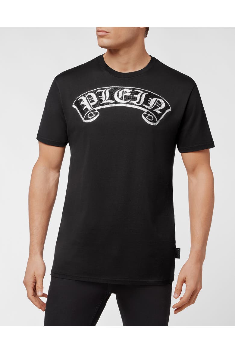 T-Shirt Round Neck Gothic Plein Unisex, Main, color, black
