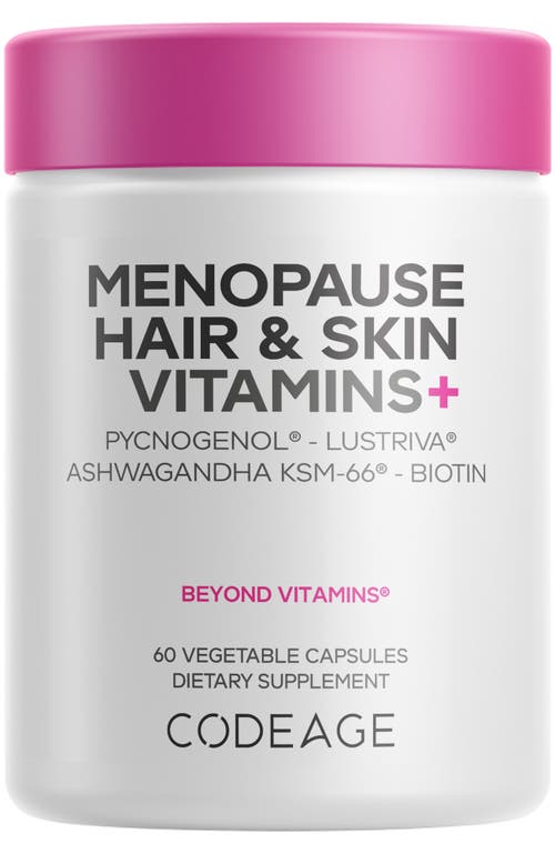 Codeage Menopause Hair & Skin Vitamins+, Biotin, Lustriva, Pycnogenol Supplement in White 