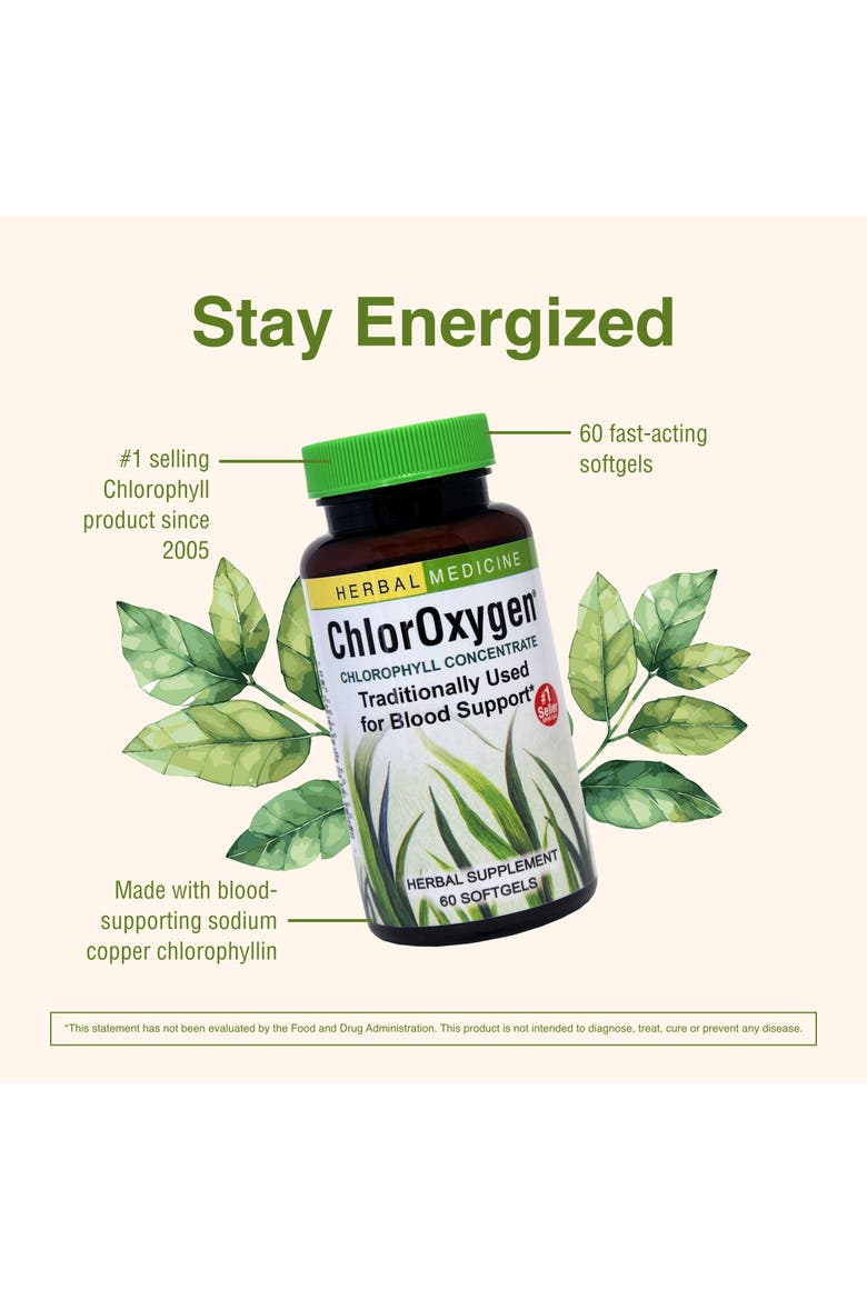 ChlorOxygen Chlorophyll Concentrate - Aids Healthy Blood Circulation - High-Altitude Environment Support - Energy Support - 60 Softgels, Alternate, color, No Color