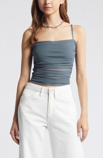 Open Edit Ruched Mesh Camisole | Nordstrom Open Edit Ruched Mesh Camisole | Nordstrom