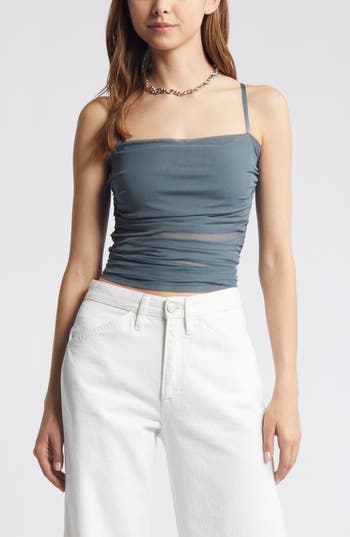 Open Edit Ruched Mesh Camisole