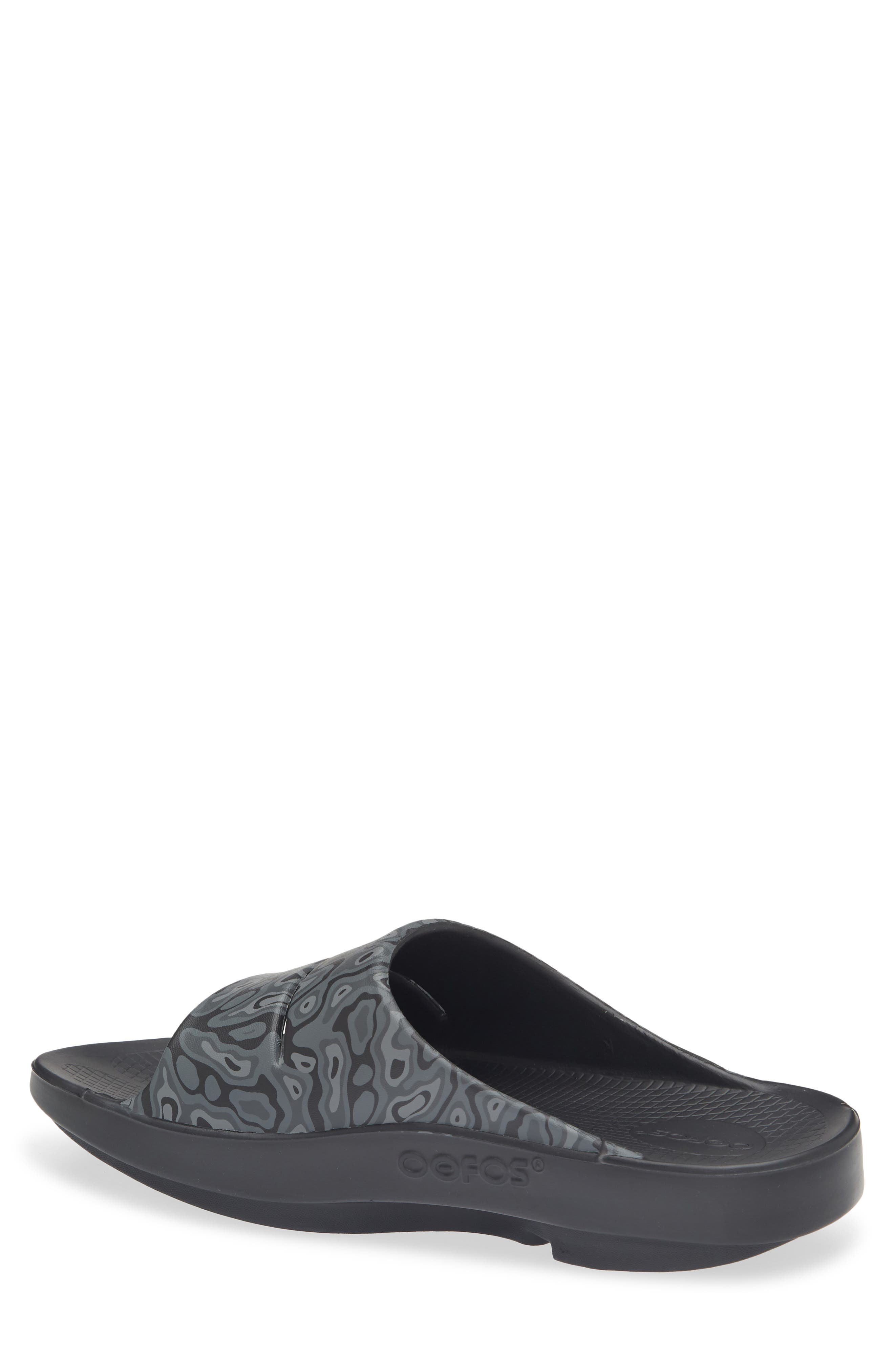 Oofos Gender Inclusive Ooahh Sport Slide Sandal, Alternate, color, Black/ Black Water Camo