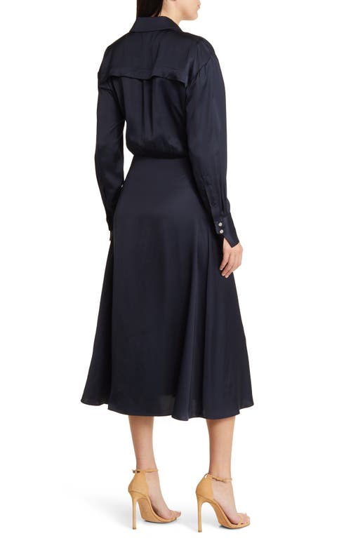 Hugo Boss Boss Daknota Belted Long Sleeve Dress In Blue
