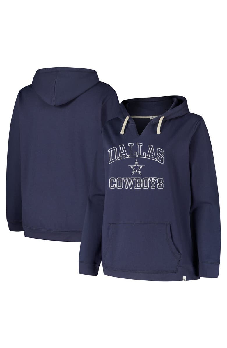 '47 Women's '47 Navy Dallas Cowboys Plus Size Clarity Kennedy Pullover Hoodie, Main, color, Navy
