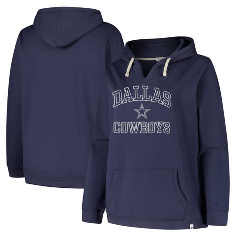 Women's '47  Navy Dallas Cowboys Plus Size Clarity Kennedy Pullover Hoodie