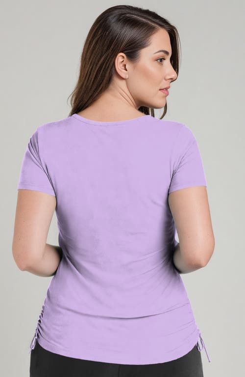 Calypsa Plus Size Short Sleeve Adele Swim Top In Purple