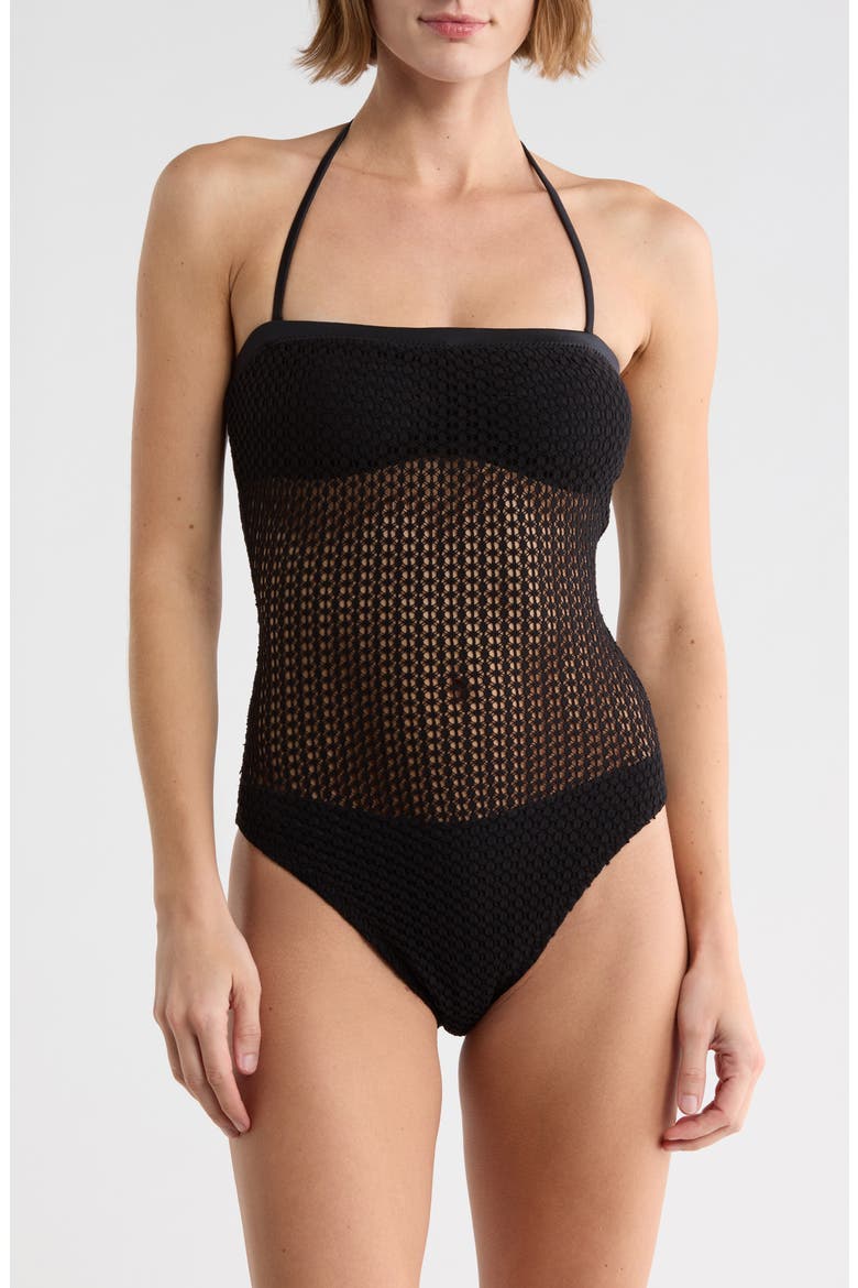 Strapless One-Piece Swimsuit, Alternate, color, BLACK
