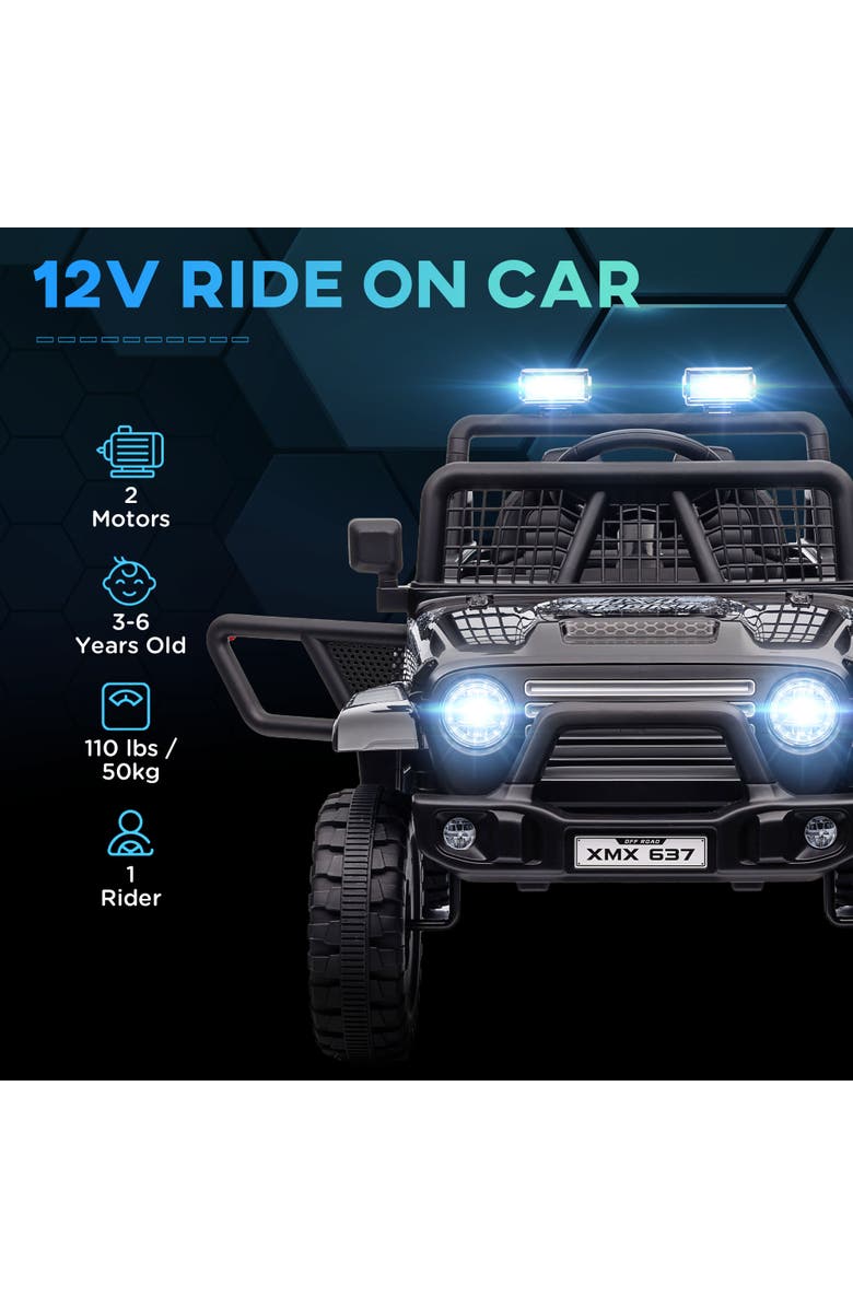 Qaba 12V Kids Ride on Truck w/ Remote, 4 Suspension Wheels, Alternate, color, Black