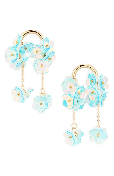 Beaded Flower Drop Earrings