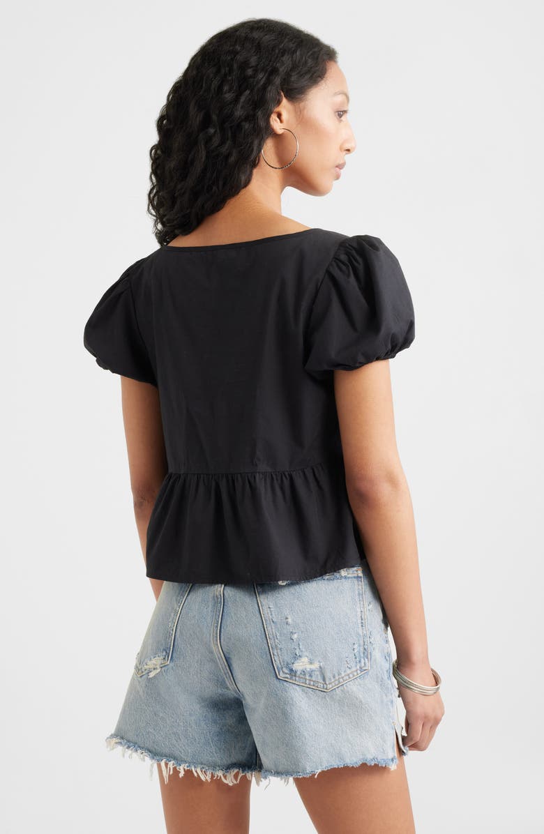 BP. Tie Front Cotton Poplin Top, Alternate, color, Black