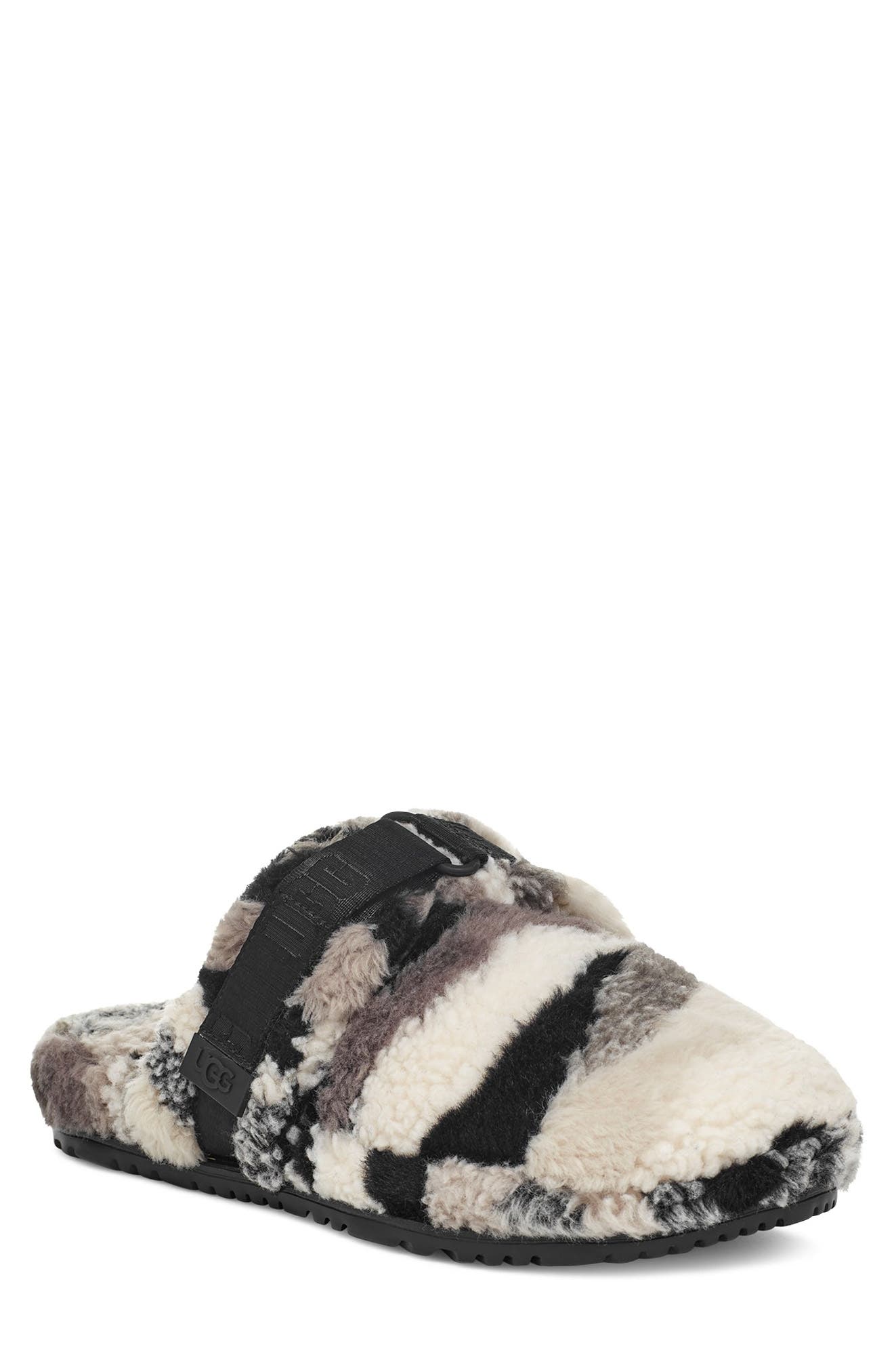 Fluff It Slipper with Genuine Shearling Lining, Main, color, GREY CALI COLLAGE
