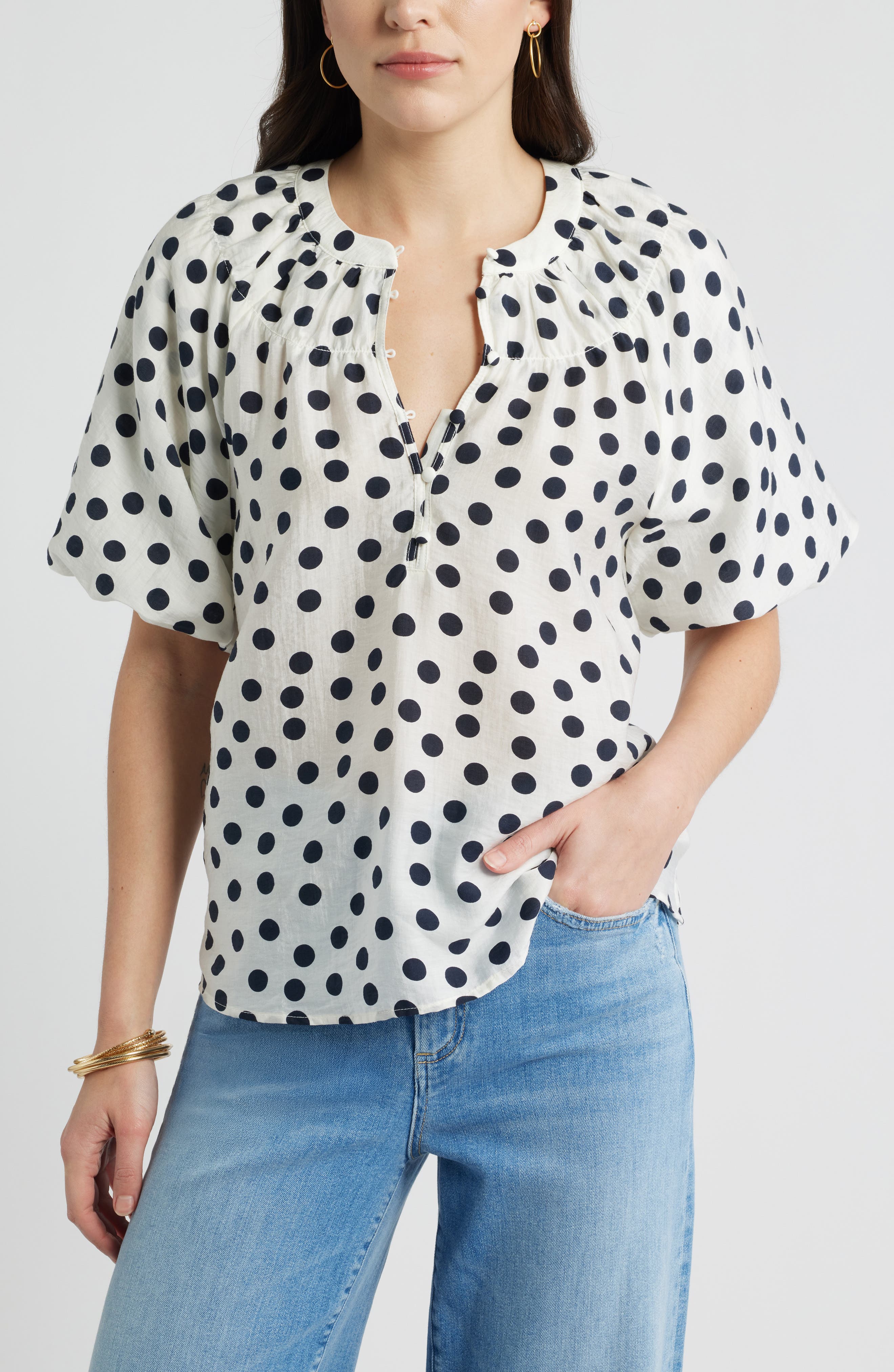 IVORY- NAVY ANNIE DOT