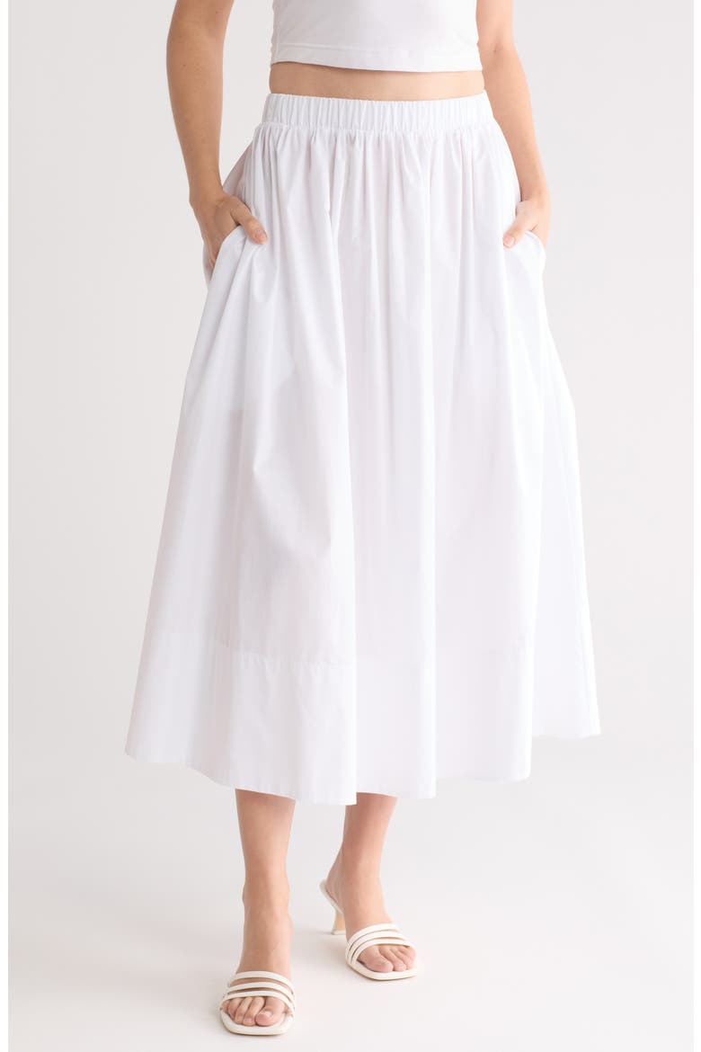 Poplin Midi Skirt, Main, color, WHITE