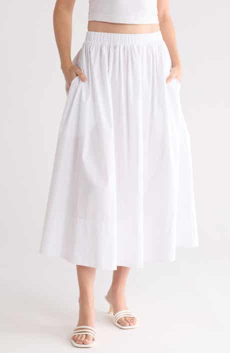 Renee C Poplin Midi Skirt