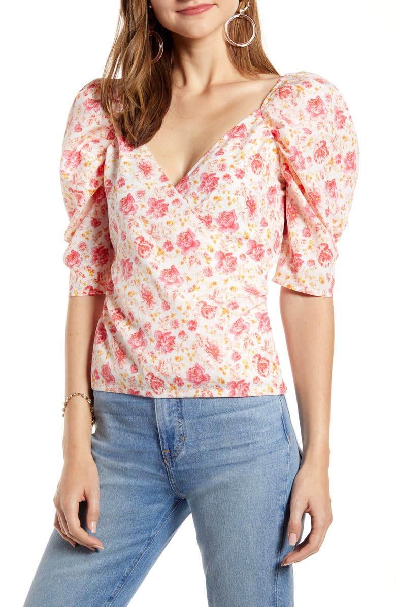 Something Navy Fitted Surplice Top, Main, color,