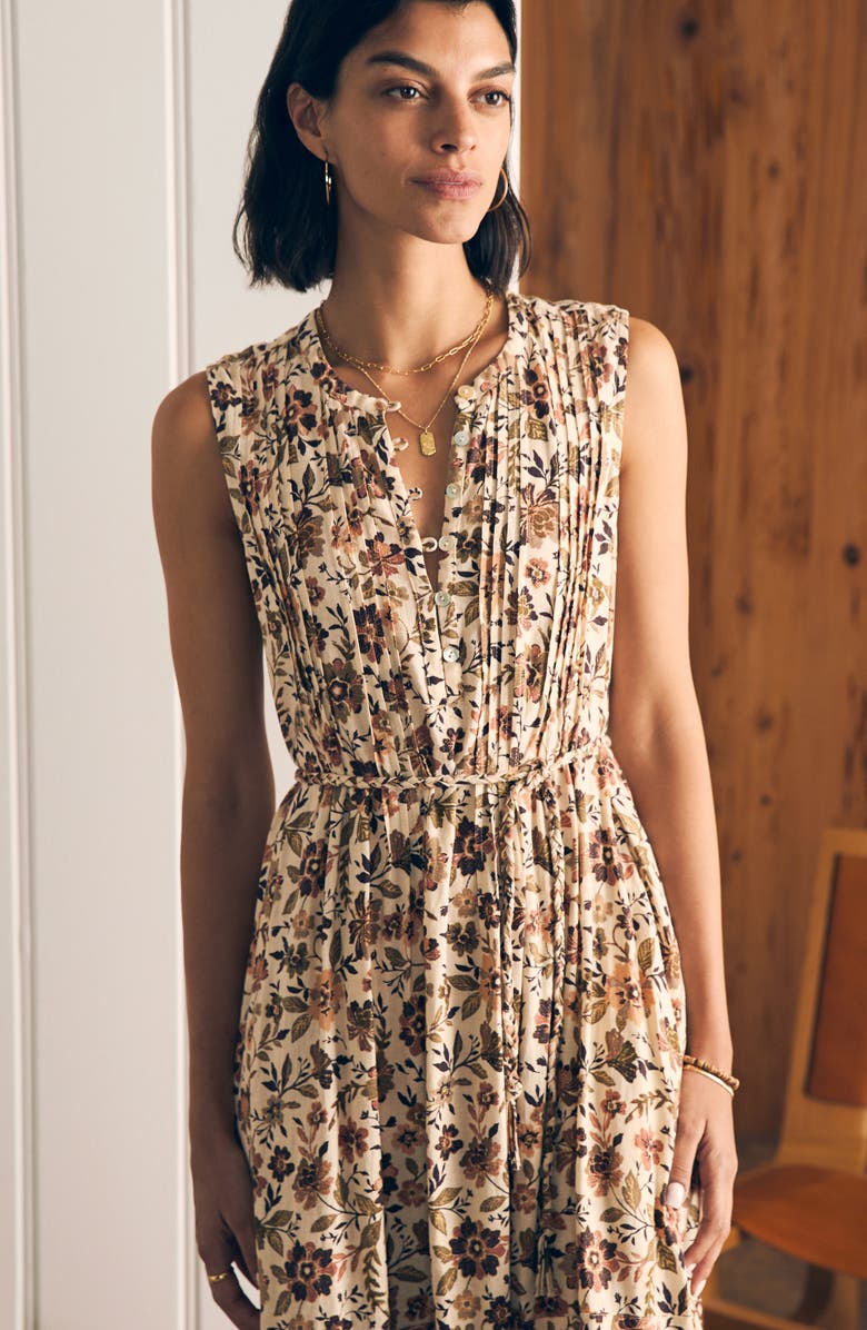 Faherty Isha Floral Linen Blend Midi Dress, Alternate, color, 