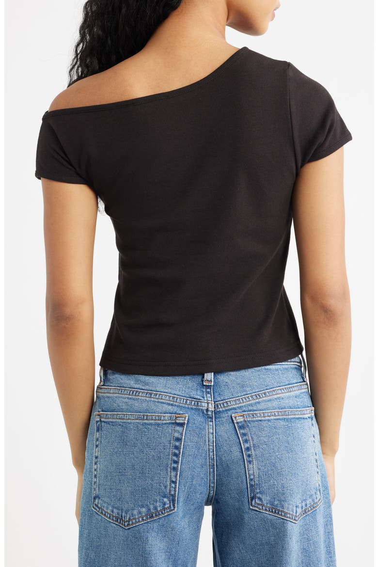 California Star One-Shoulder Top, Alternate, color, BLACK