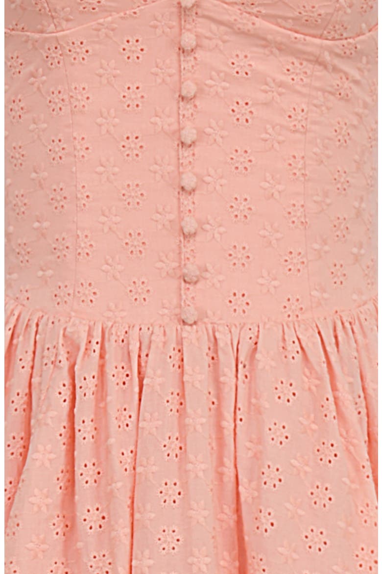Adalyn Eyelet Corset Midi Dress, Alternate, color, PEACH PEARL