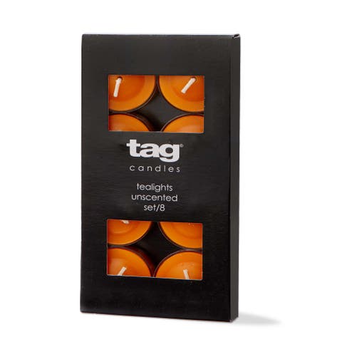 Color Studio Tealight Candles Set of 8 Orange Paraffin Wax