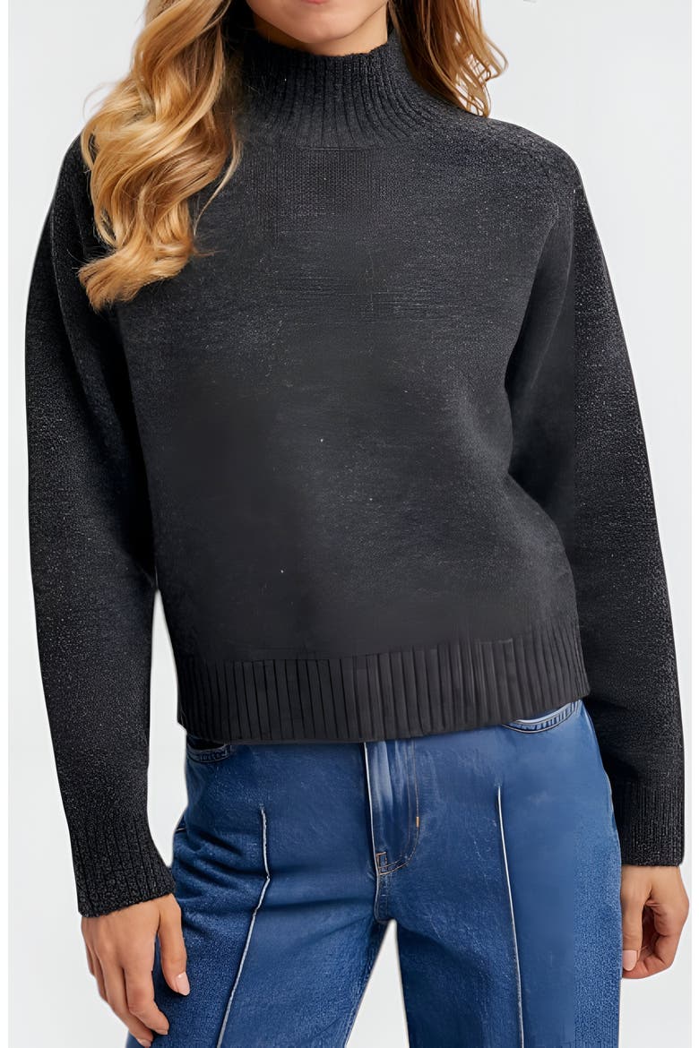 Mock Neck Raglan Sleeve Wide Ribbed Hem Sweater, Alternate, color, Grey
