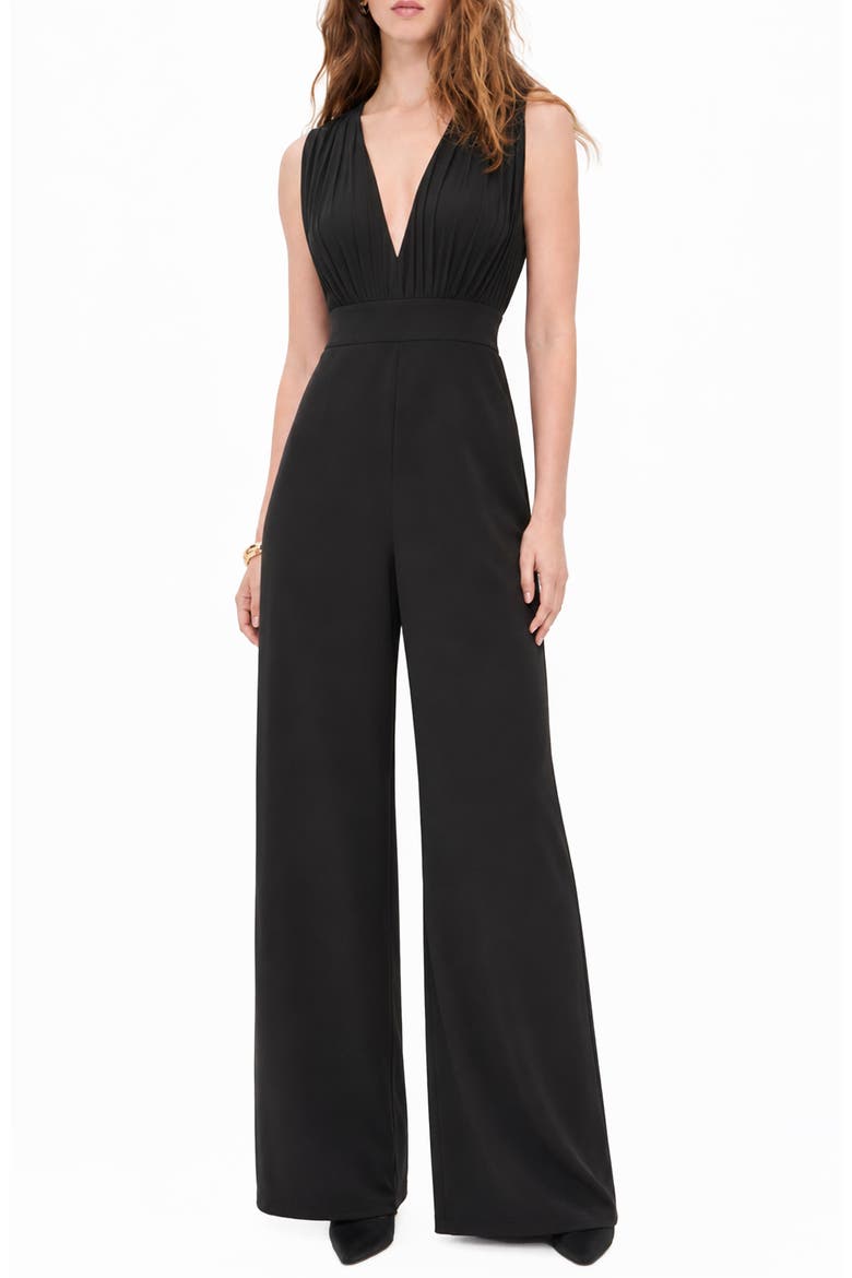Aster Deep V-Neck Jumpsuit, Main, color, BLACK