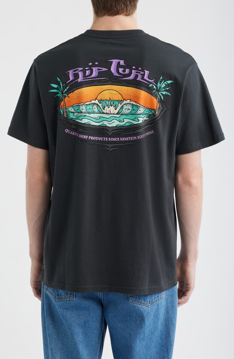 Rip Curl Hazed & Tubed Cotton Graphic T-Shirt, Alternate, color, Washed Black