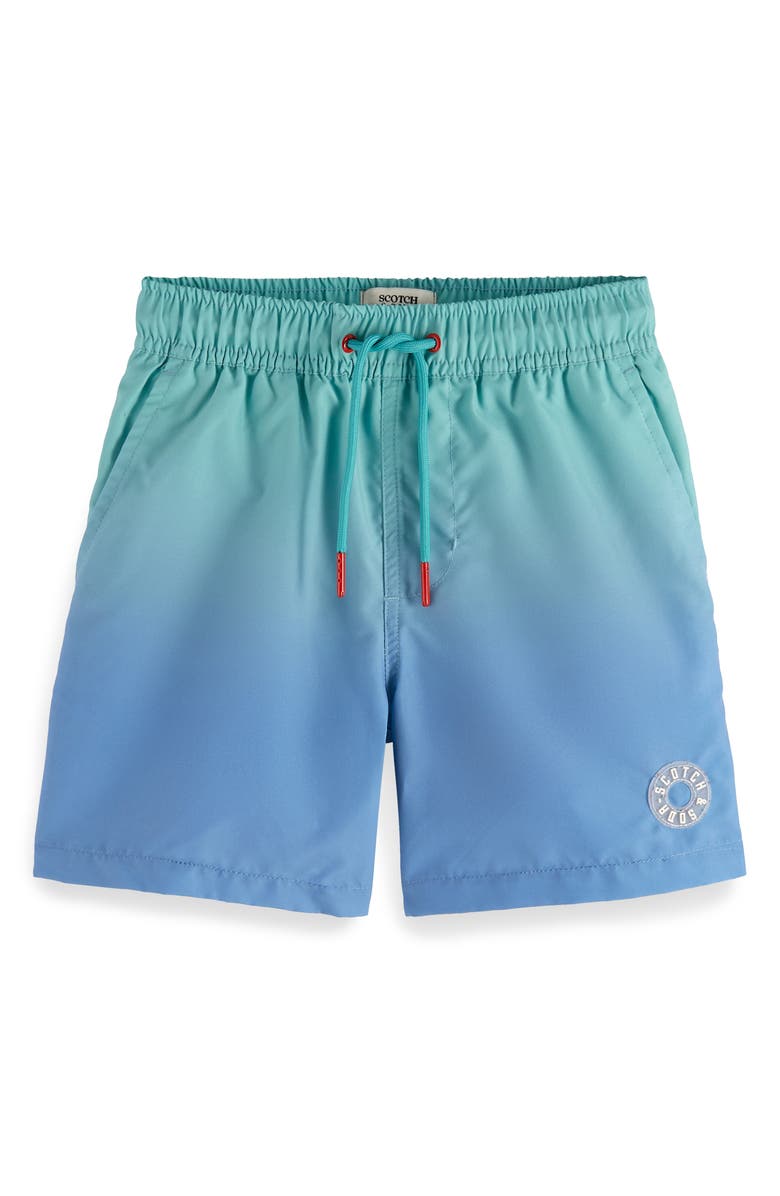 Scotch & Soda Kids' Magic Ombré Mid Length Swim Trunks, Main, color, Diamond Blue A