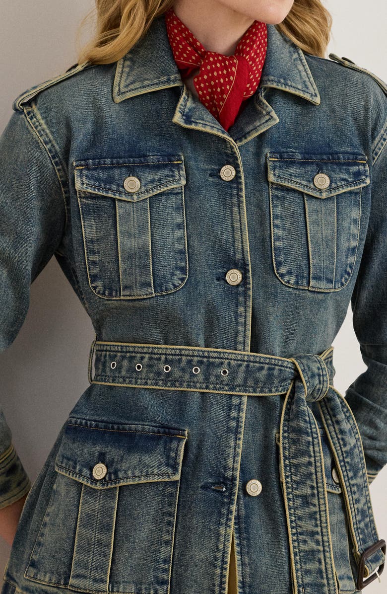 Lauren Ralph Lauren Belted Denim Field Jacket, Alternate, color,