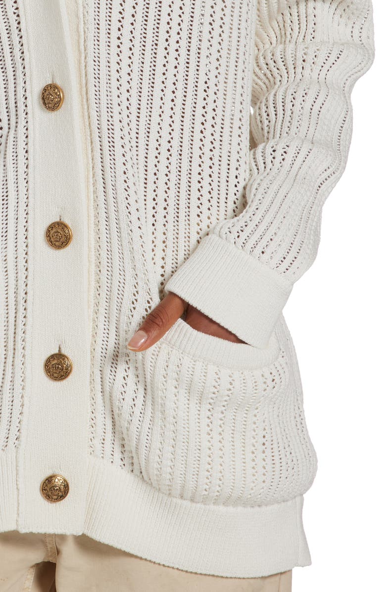 Golden Goose Pointelle Stitch Cotton Cardigan, Alternate, color, 