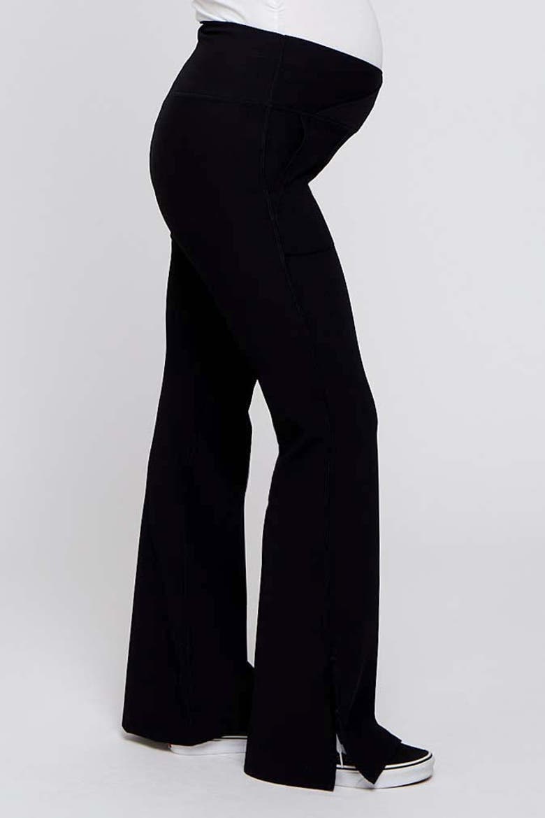 V-Waist Ribbed Bootcut Maternity Leggings, Alternate, color, Black