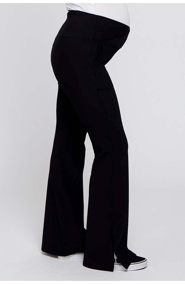 PinkBlush V-Waist Ribbed Bootcut Maternity Leggings, Alternate, color, Black