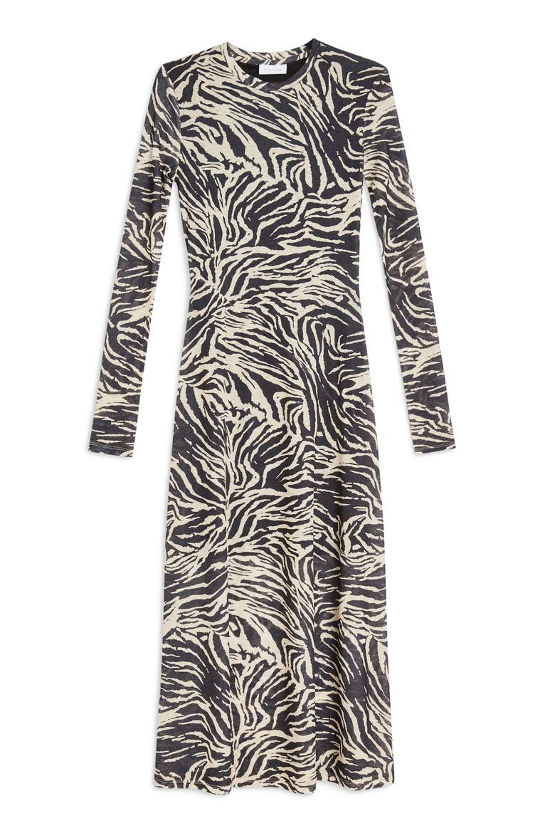 Zebra Mesh Midi Dress, Alternate, color, BLACK MULTI