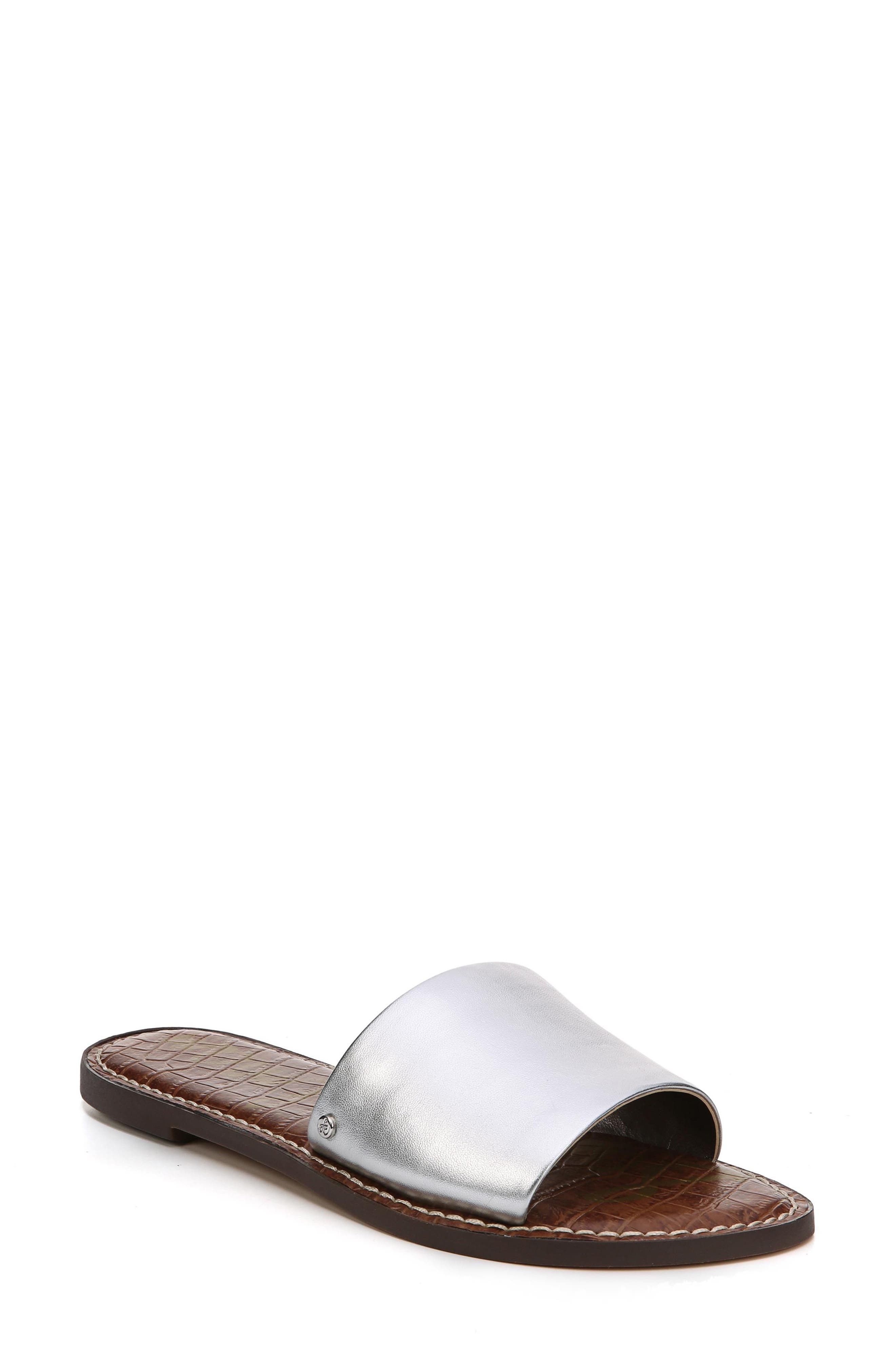 Gio Slide Sandal, Main, color, SILVER LEATHER