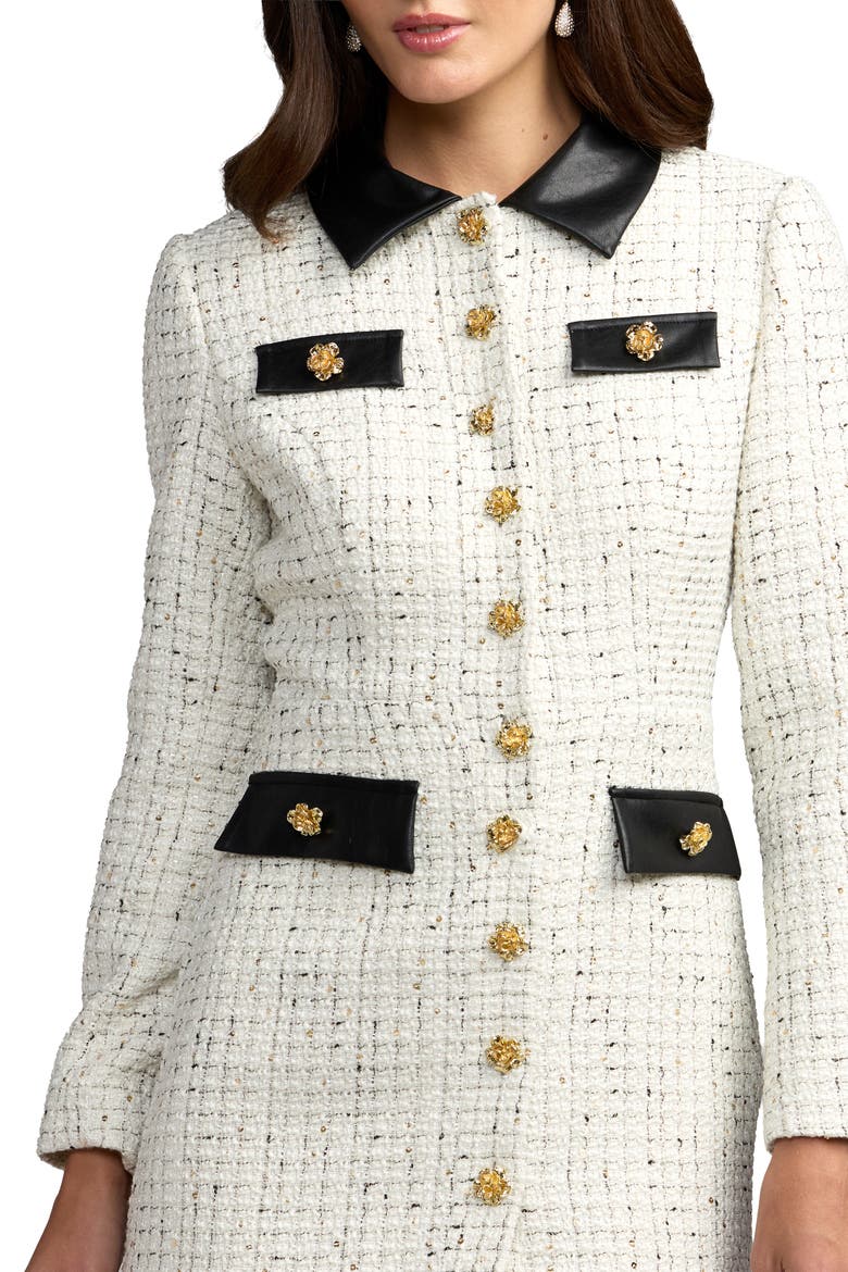 Long Sleeve Button Up Collared Mini Dress, Alternate, color, Ivory
