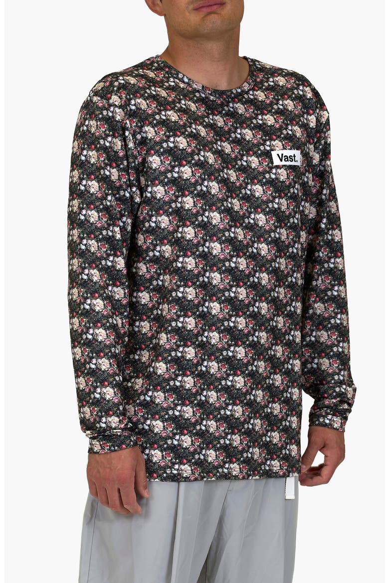 Digi Floral Aqua Terra Performance Long Sleeve T-Shirt, Alternate, color, RED MULTI
