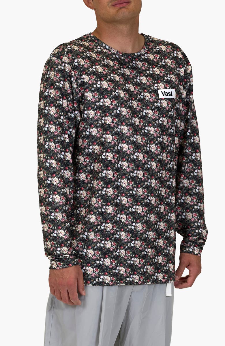 VAST Digi Floral Aqua Terra Performance Long Sleeve T-Shirt, Alternate, color, Red Multi
