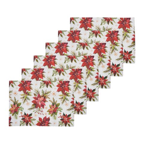 Poinsettia Placemats Set of 6, 14" x 20"